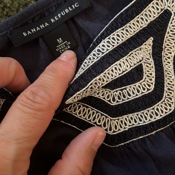 Banana Republic Navy Tank Top with Geometric Embroidery - Picture 2 of 2